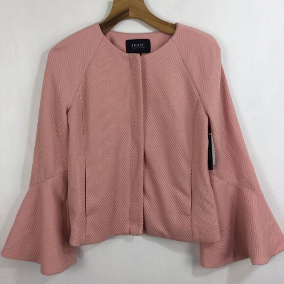 IMNYC Isaac Mizrahi Park Avenue Textured Bell Sleeve Jacket Powder Pink M NWT - Picture 9 of 10